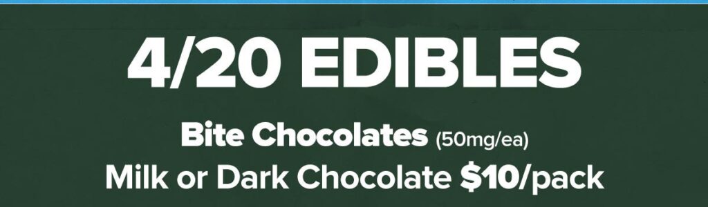 420 Edible Deals: Bite THC Chocolates only $12 per pack! SIP Sodas 4-pack for $9 SIP High-Dose Sodas 4-pack for $15. SIP Soda Syrup 2 bottles for $45