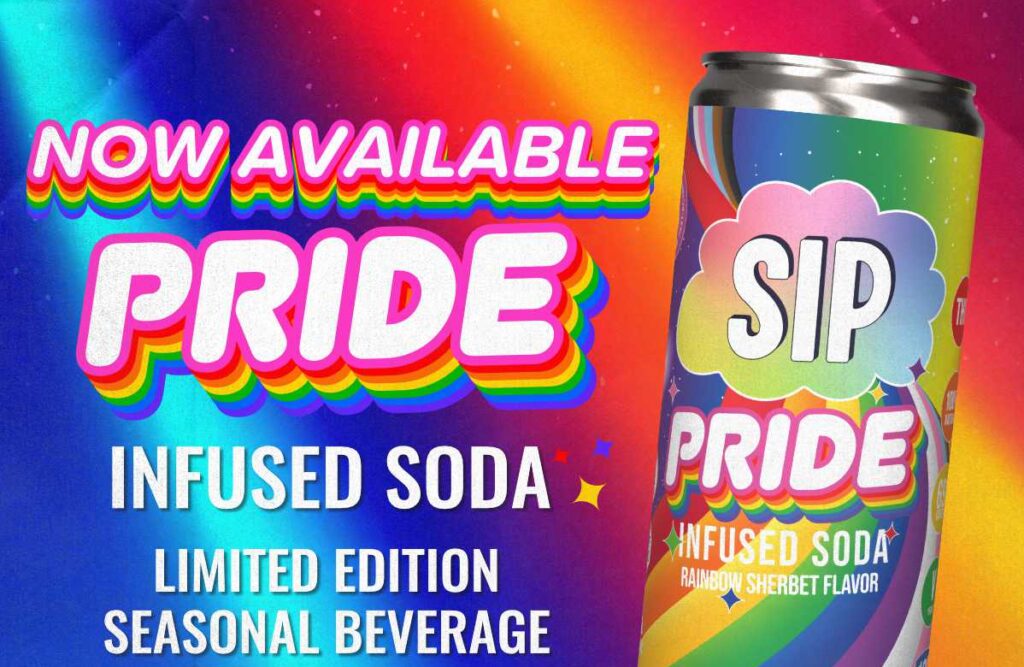 SIP PRIDE Rainbow Sherbet THC soda now available — bold, sweet, and crafted to celebrate the LGBTQIA+ community