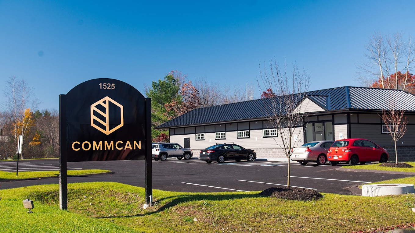CommCan Millis cannabis dispensary exterior.